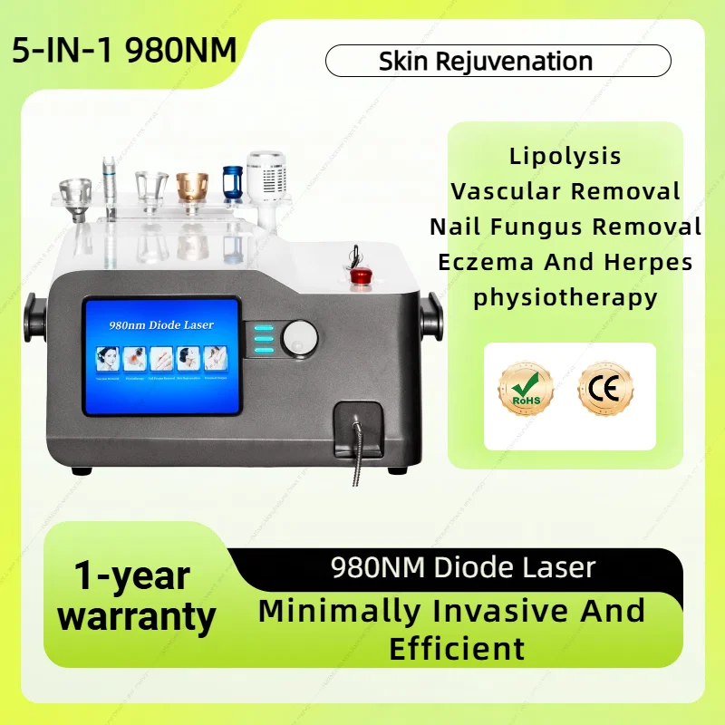 

5-in-1 980nm Diode Laser Vein Remove Blood Vessels Nail FungiRemove Skin Eczema Restore Physical Body Therapy Beauty Functions