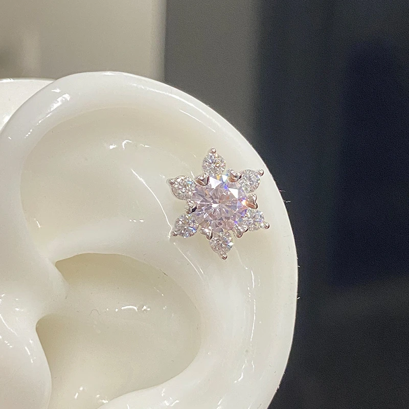 1 قطعة موضة جديدة لطيف الوردي الزركون كريستال الأذن العظام مسمار 316L الطبية التيتانيوم الصلب أقراط للنساء Y2K مجوهرات بسيطة #5