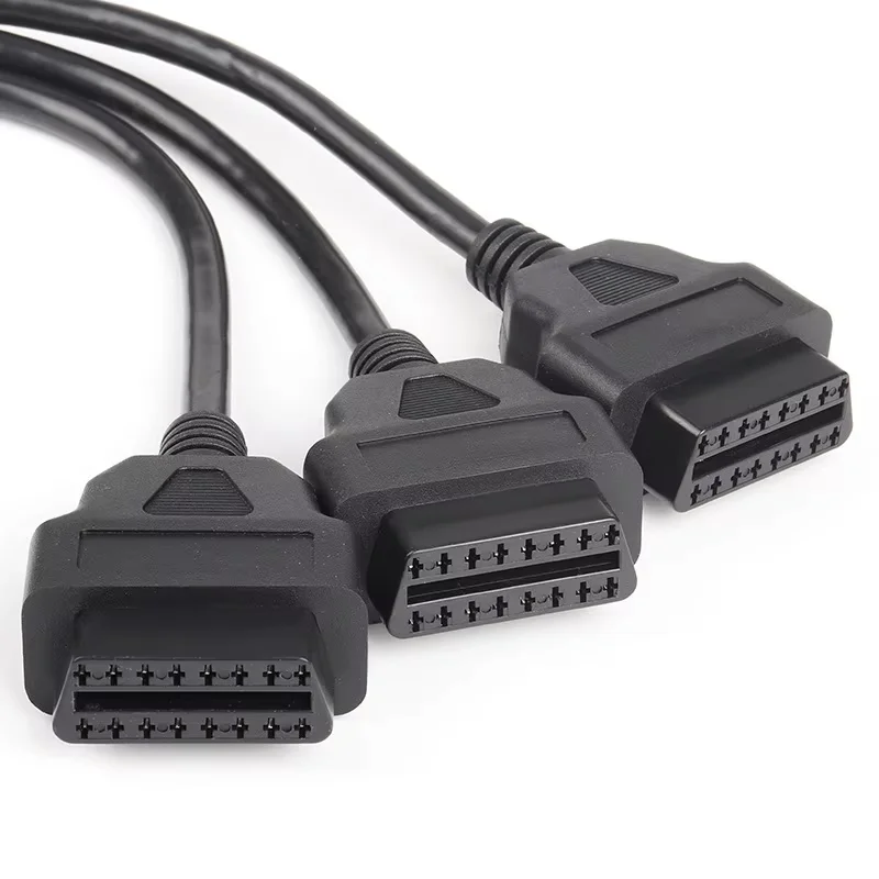 Factory in Stock OBD2 Universal Diagnostic Scanner Extension Cable L-Shaped Elbow Three-Way Splitter One-to-Three 0.5m 12V