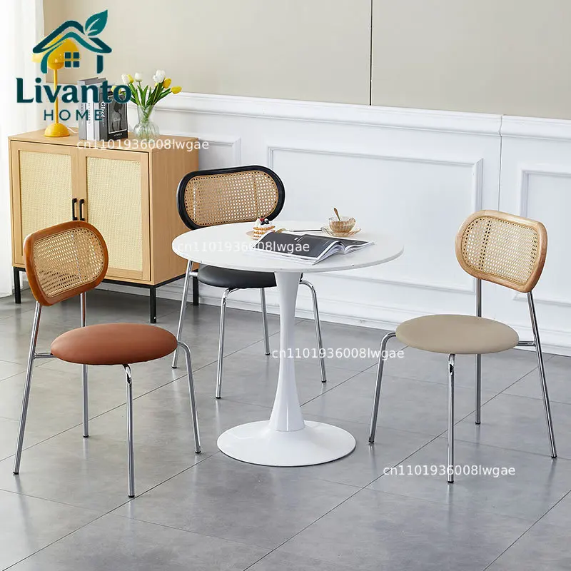 

Household solid wood backrest dining chair simple style office study rattan chair backrest dining table chair