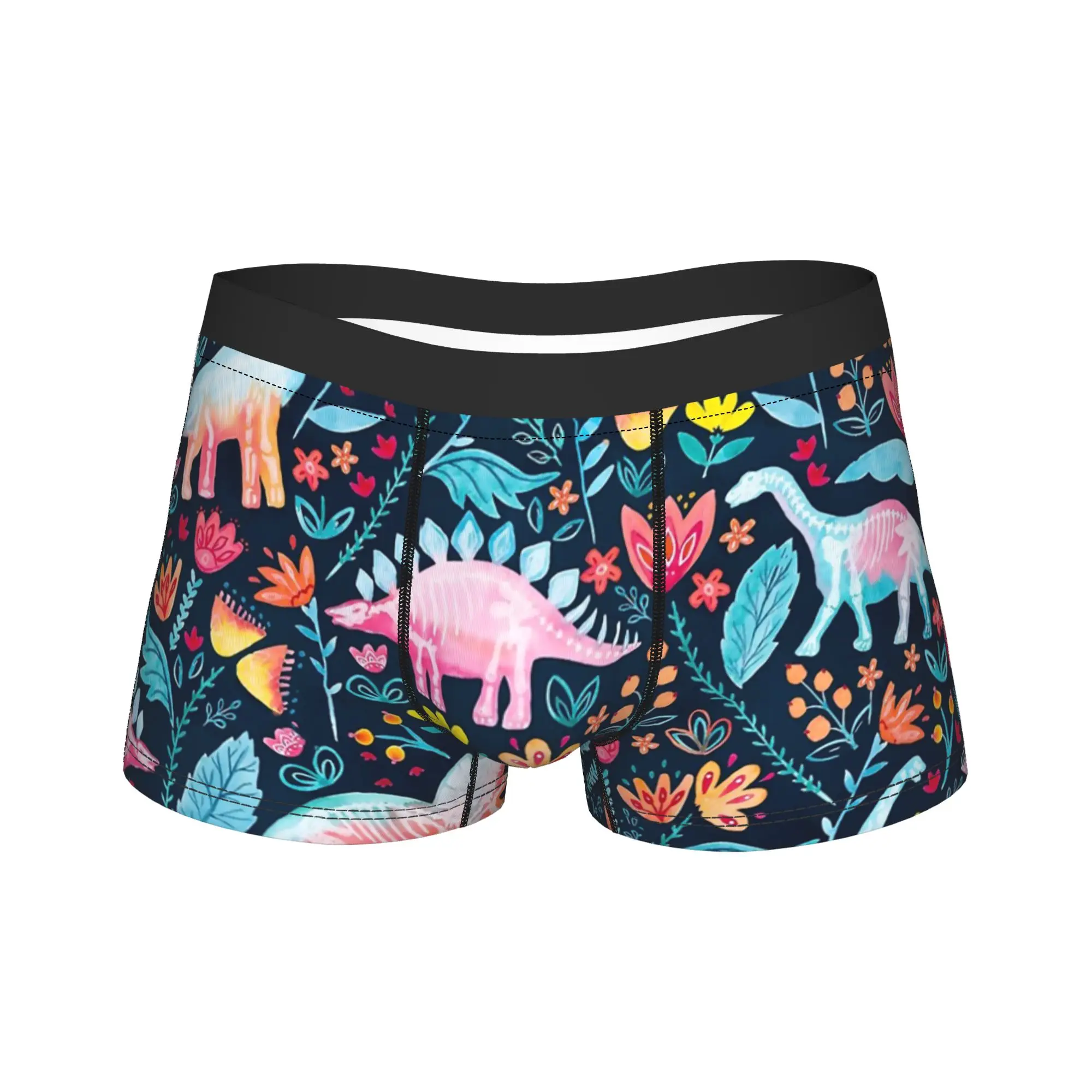 

Мужское длинное нижнее белье с цветком динозавра, популярные трусы-боксеры с тираннозавром, шорты, мужские мягкие трусы M-XXL