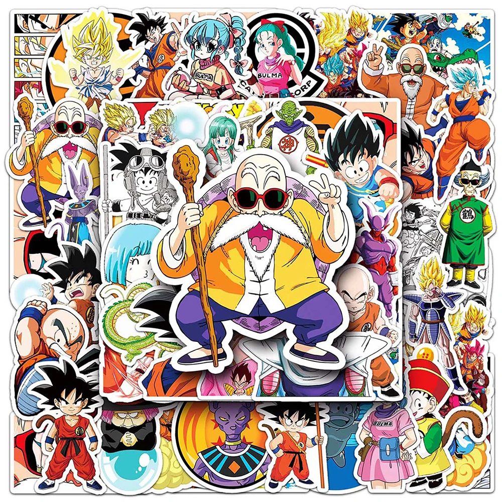 10/30/50 Uds. Pegatinas Clásicas de Manga Dragon Ball, Calcomanías para Juguetes, DIY, Laptop, Botella de Agua, Teléfono, Divertidas Pegatinas de Anime de Son Goku