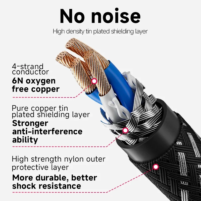 كابل صوت CYKO XLR 6N OFC ستيريو ذكر إلى أنثى كابل متوازن لبطاقة الصوت لمكبر الصوت الخلاط