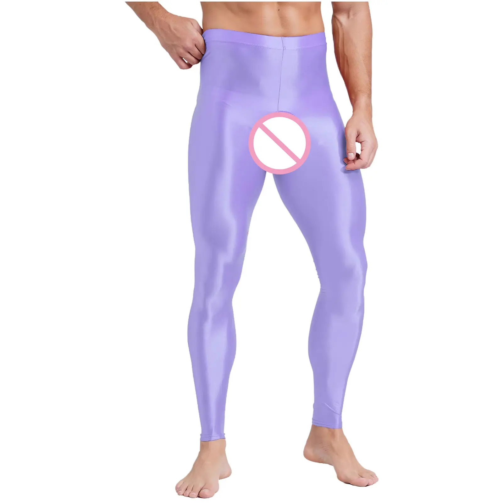 

Мужские однотонные обтягивающие глянцевые леггинсы с высокой талией и открытой промежностью, сексуальные колготки, ночные брюки, Клубные порнобрюки