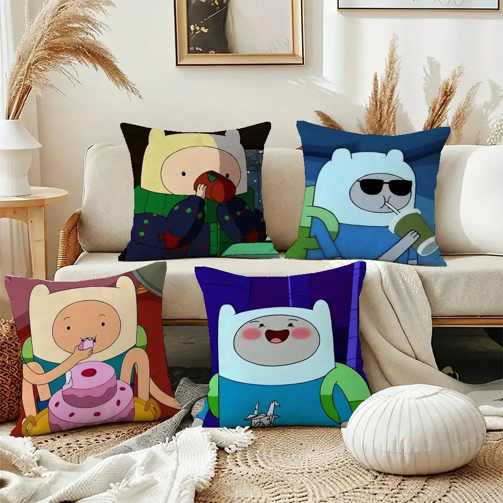 Cute Show Adventure Time Cushion Cover Short Plush Pillowcase, Washable Wrinkle Resistant Cover for Bedroom Gift