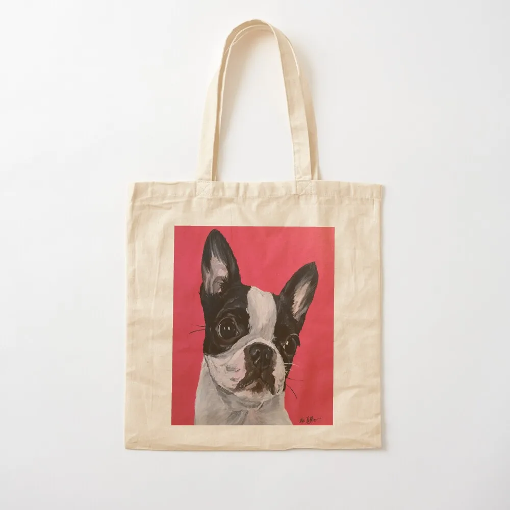 Boston terrier dog Art by Lee H Keller Tote Bag reusable grocery bags shopper bag women canvas great bag