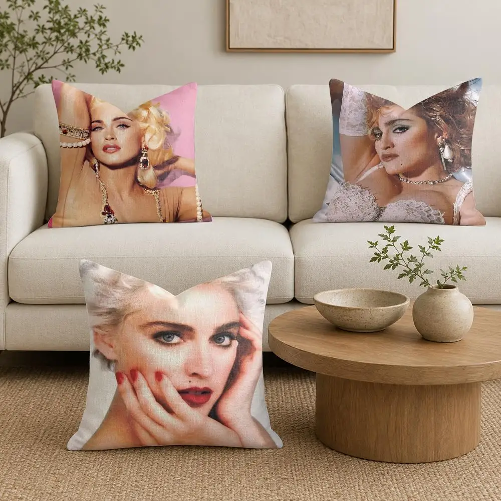 M-Madonna Cushion Cover Plush Fabric Soft Double-Sided Printed Sofa Warm Winter Home Gift Pillow Cover