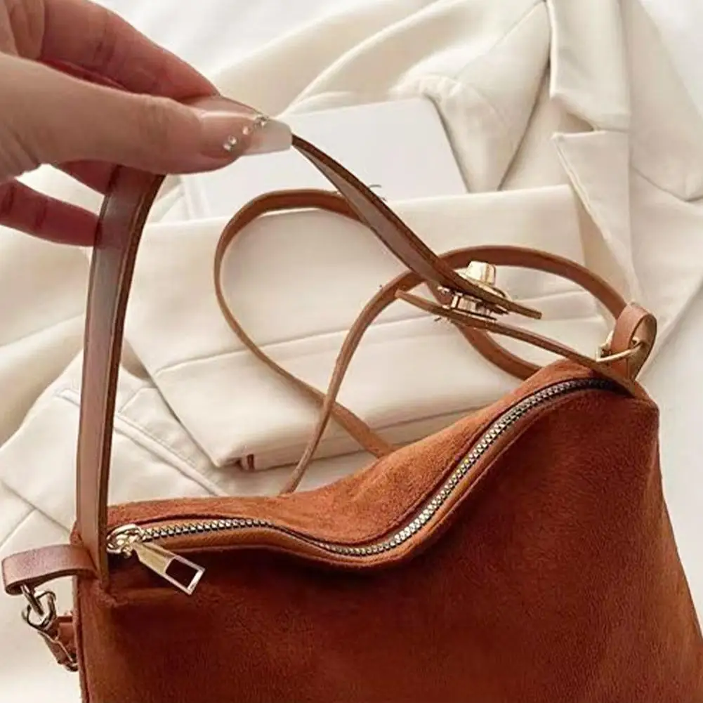 Retro-Umhängetasche für Damen, aus Wildleder, große Kapazität, ideal für den täglichen Gebrauch, Vintage-Optik, mattes Finish, Hobo-Handtasche, geeignet für Arbeit und Reisen. – Detail 22