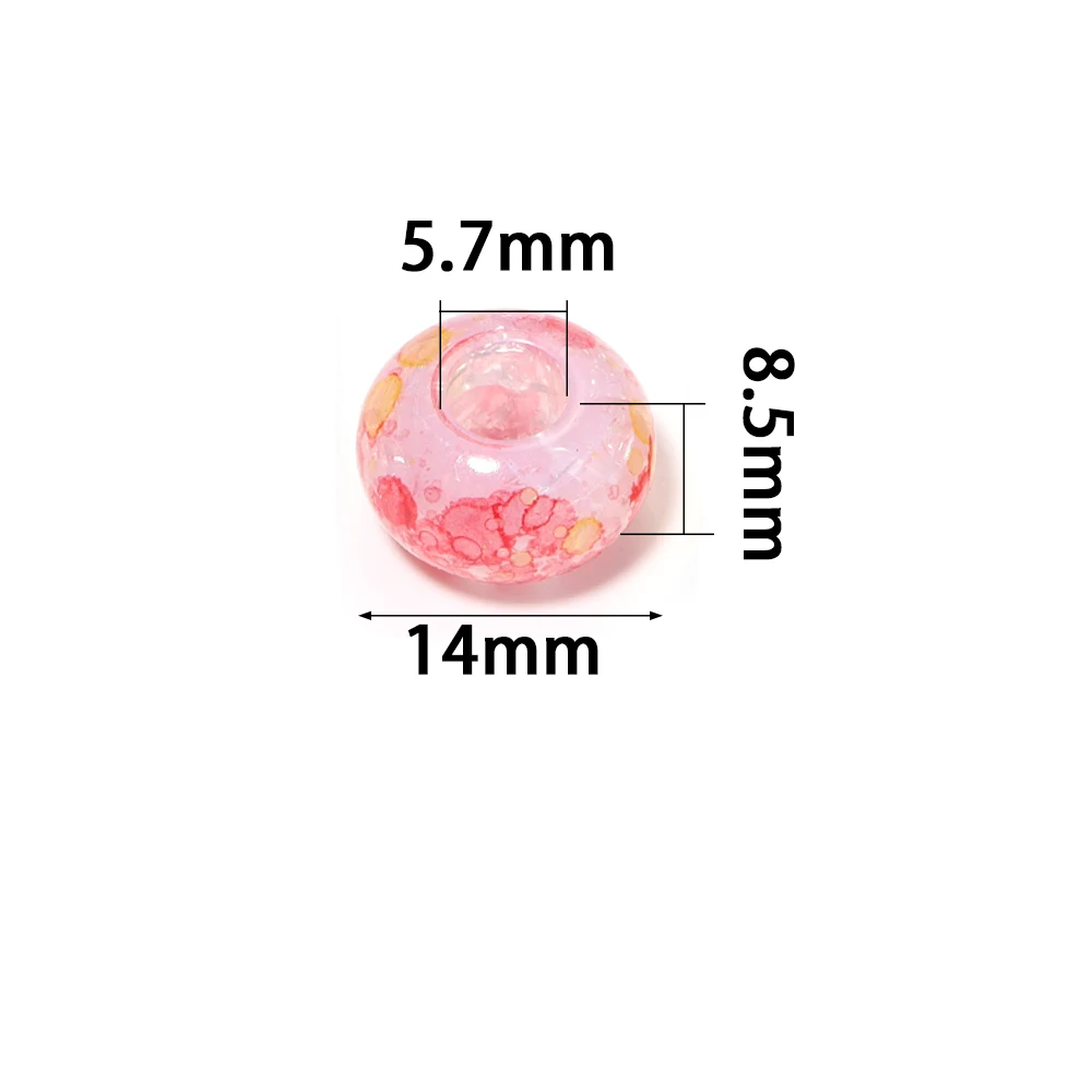 30 Stück farbige Acrylperlen mit großen Löchern, runde flache lose Abstandsperlen für die Schmuckherstellung, DIY Armband Halskette – Detail 1