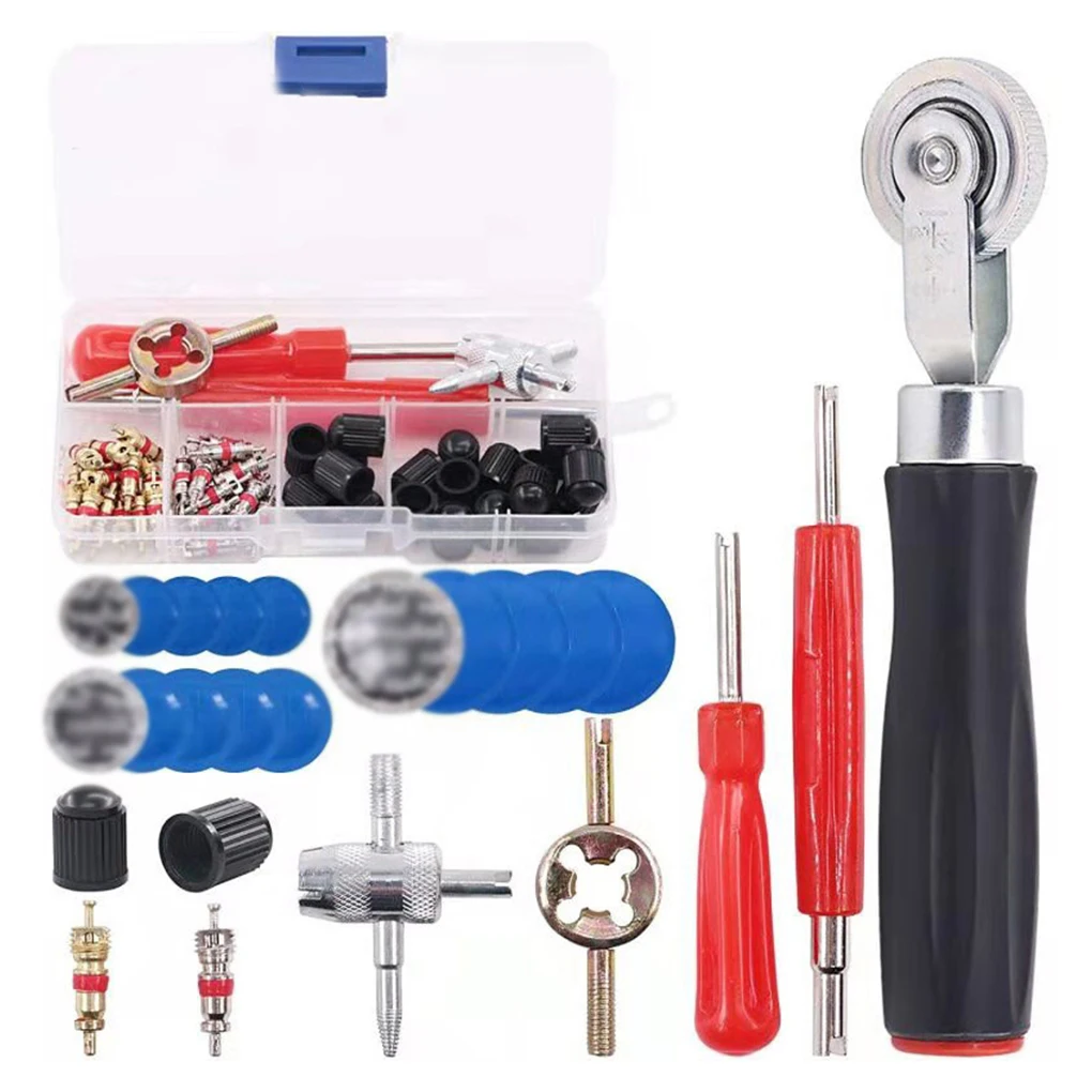 70 Pieces Set Universal Car Truck Motorcycle Scooter Wheel Repair Tool Set Motorbike Bicycles Tire Patches Valve Cap