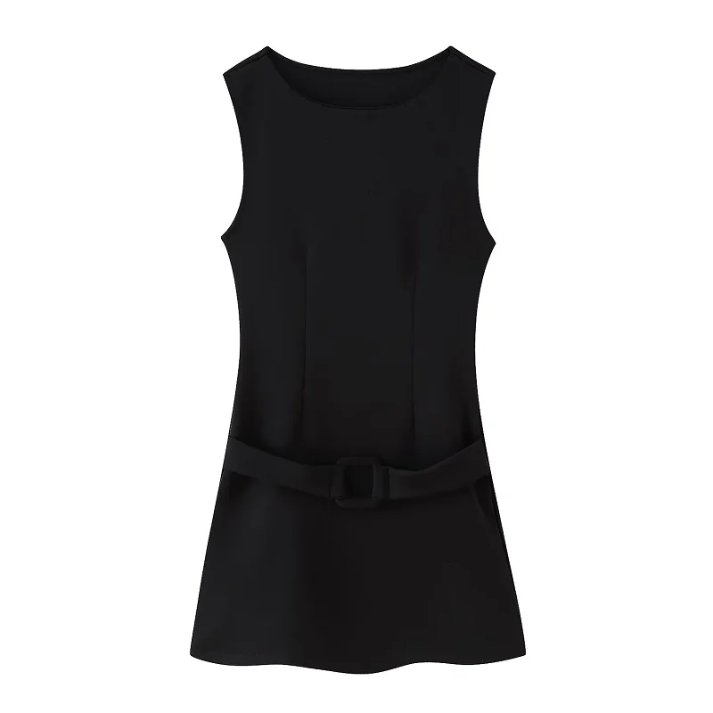 TRAF Eleganckie krótkie sukienki damskie Y2k 2025 Wiosna Lato Bez rękawów Mini sukienki z paskiem Moda Casual Party Dress Vestidos