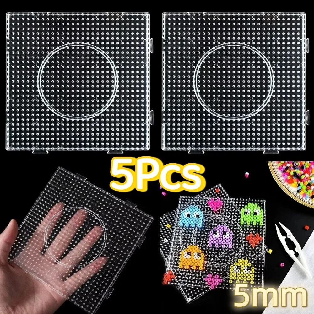 5Pcs 5mm Beads Fuse Beads Pegboards Heat Resistant DIY Perler Beads Boards Square Creative Hama Beads Pegboards Beading Supplies
