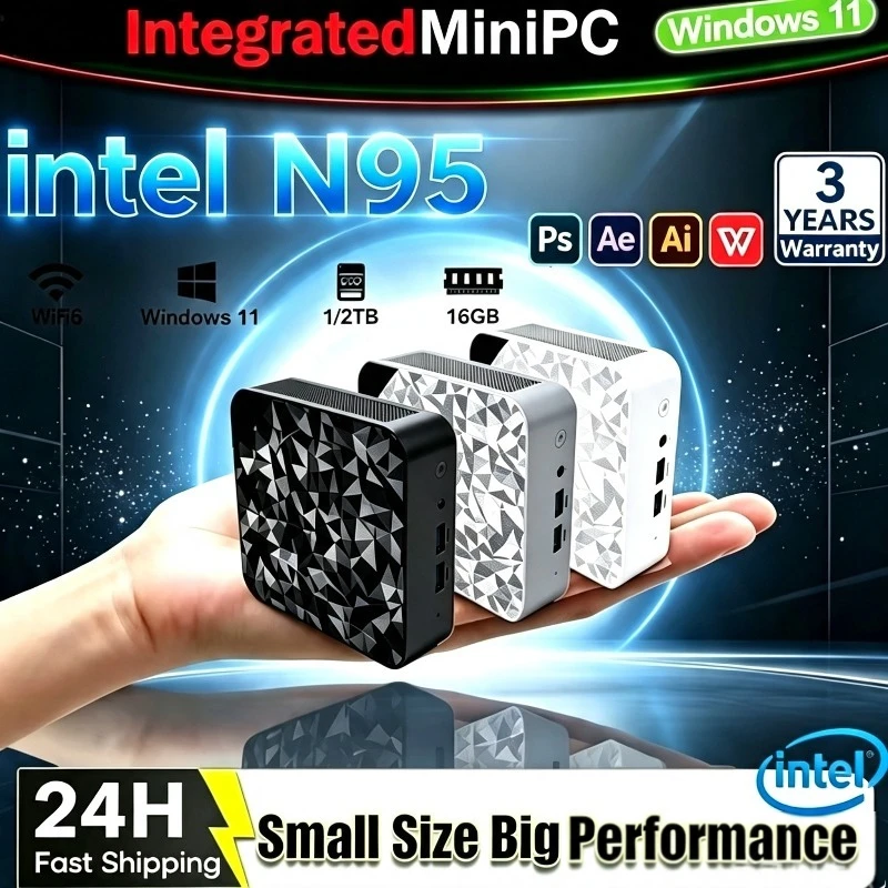 New MINI PC Computer Core N95 Portable Desktop Computer 16GB RAM 1TB 2TB M.2 SSD Windows 11 Support 4K HD Mini Gaming Pc