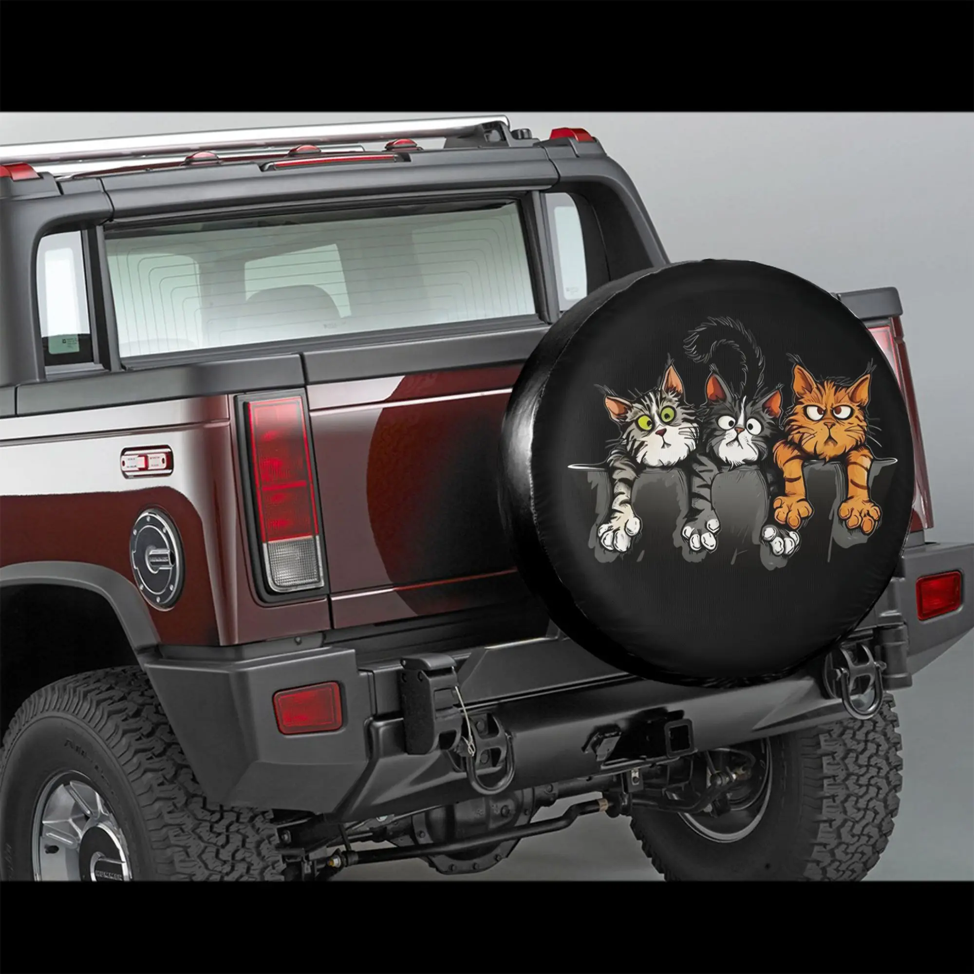 Funny Three Cats in a Bag Spare Tire Cover Waterproof Polyester SUV Wheel Protector