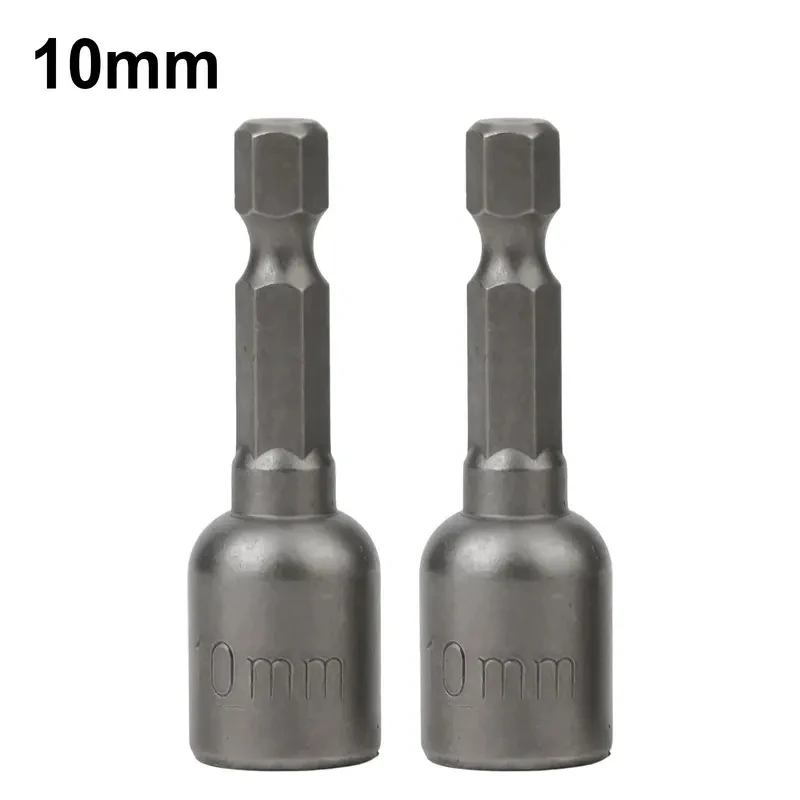 2 Peças Soquete Magnético para Parafusadeira, Pontas de Impacto Sextavadas de 10mm e 13mm com Encaixe de 1/4''