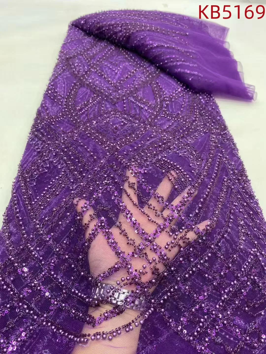 

Nigerian Sequins Tulle Lace African Lace Fabric 5 Yards High Quality 2025 Green Beaded French Mesh Fabrics For Sewing KB5169