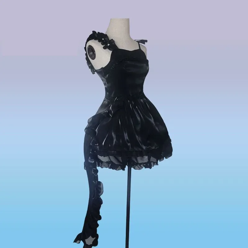 Miku تأثيري حلي فتاة البحر العميق موضة فستان أسود مجموعة أغطية الرأس لوليتا فستان المرأة 2025 هالوين ملابس الحفلات الخيال
