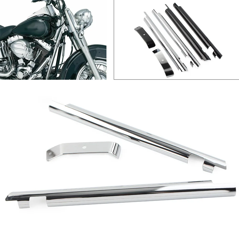 

1Pair Chrome Motorcycle Down Tube Frame Covers Accent Trim Accessories For Harley Softail Twin Cam 2000-2006