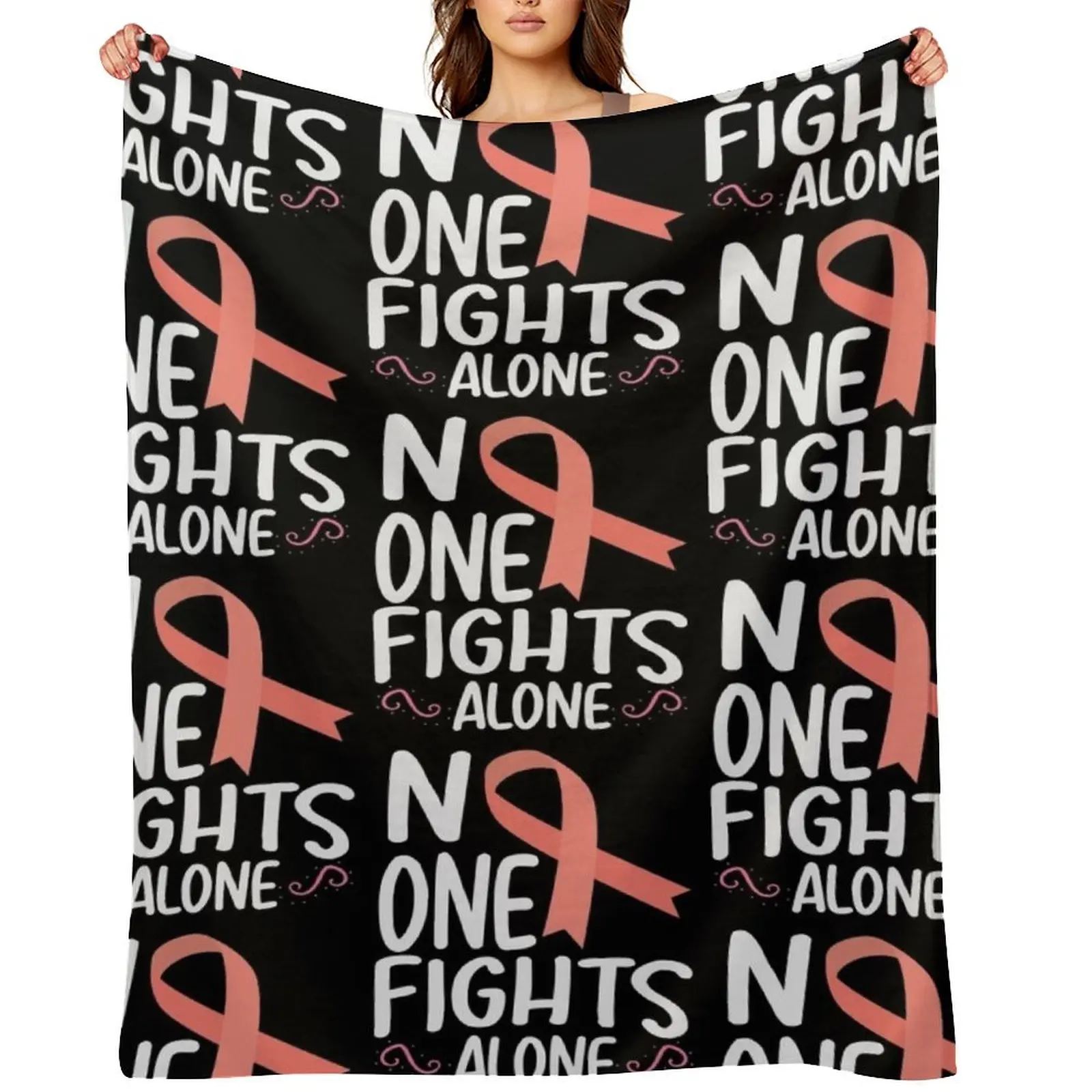 

Uterine Endometrial Cancer Awareness Support Peach Throw Blanket Furrys Decorative Throw Weighted Blankets