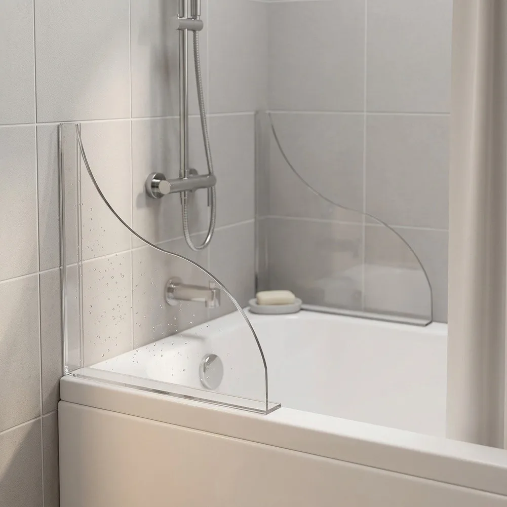 Transparent Silicone Shower For Splash Guard for Bathtub and Sink 8.6 x 7.4 in Easy Install Waterproof Barrier