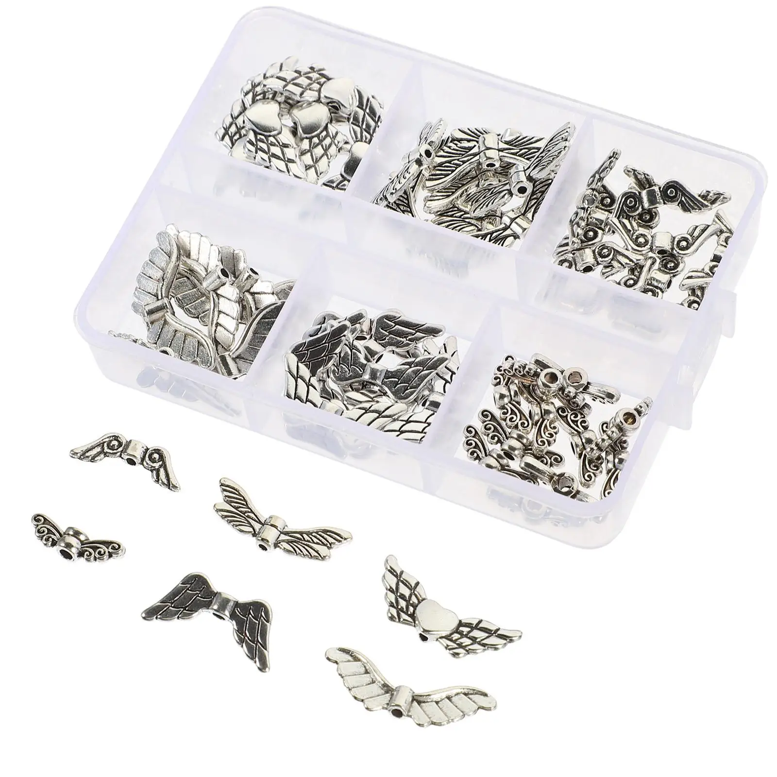 60 قطعة الخرز الفضي التبتي الرجعية الملاك الجناح السحر ضوء سبيكة Crafts بها بنفسك الحرف أساور قلادة أقراط اكسسوارات خزر عازل