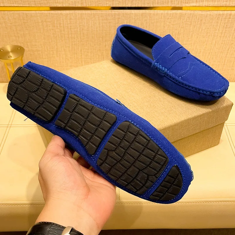 

YRZL Loafers Men Suede Casual Brogue Party Dress Shoes Slip on Moccasins Men Flats Shoes Comfortable Size 48 Fashion Mens Shoes
