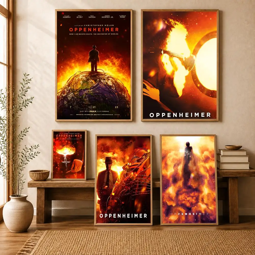 O-Oppenheimer Classic Movie Poster Modern Home Living Bedroom Bar Hallway Waterproof Wall Art Aesthetic Decor