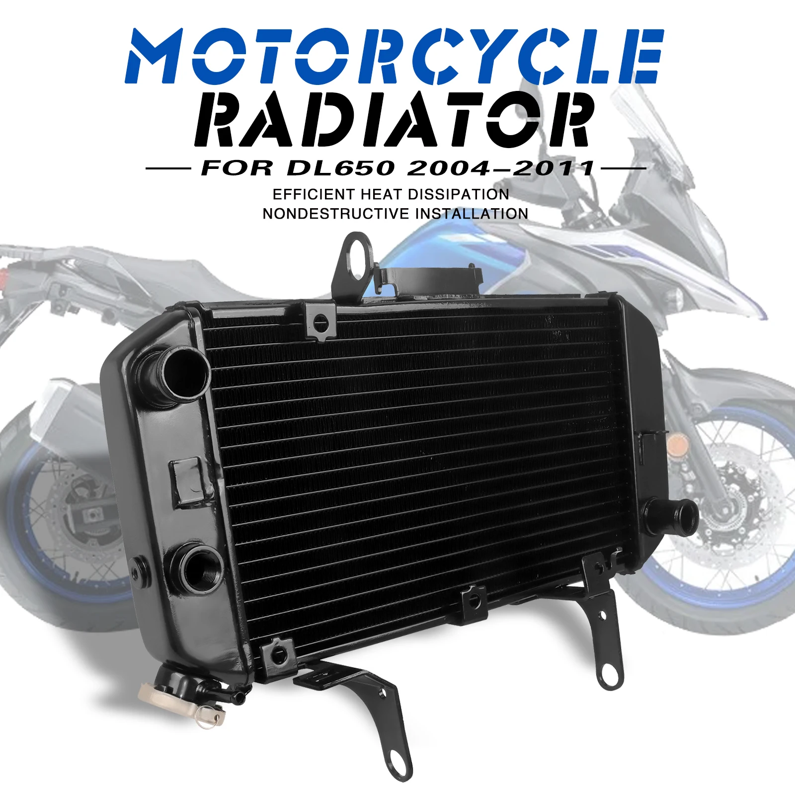 Motorcycle Aluminium Engine Radiator Cooler Cooling System Water Tank For Suzuki V-STROM 650 VSTROM DL650 DL 650 2004-2011