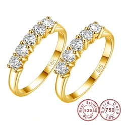 Con certificato originale solido oro 18 carati anello Moissanite per le donne 5 pietra AU 750 gioielli da sposa di lusso con timbro regalo femminile