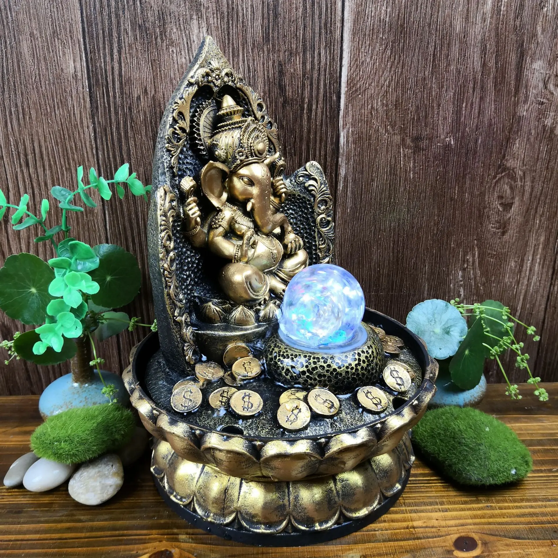 Lucky Ganesha Statue Elephant Hindu God of Success Resin India Idol Desktop Water Fountain Perfect Gifts for Wedding and Diwali - view 4