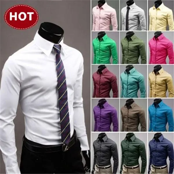 

2023 New Brand Mens Dress Shirt Casual Slim Fit Long Sleeve Formal Business Mens Shirts Camisa Social Work Office Wear