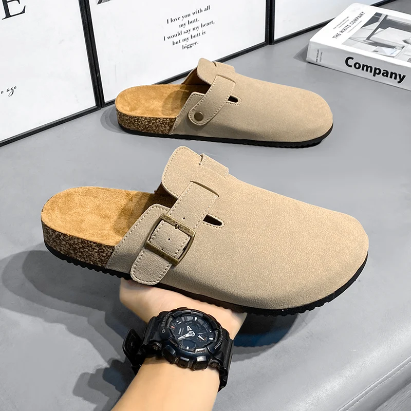 

Crestar Fashion Clogs Slippers For Women Classic Suede Men Mules Cork Footbed Leather Potato Shoes With Arch Support Beach Slide