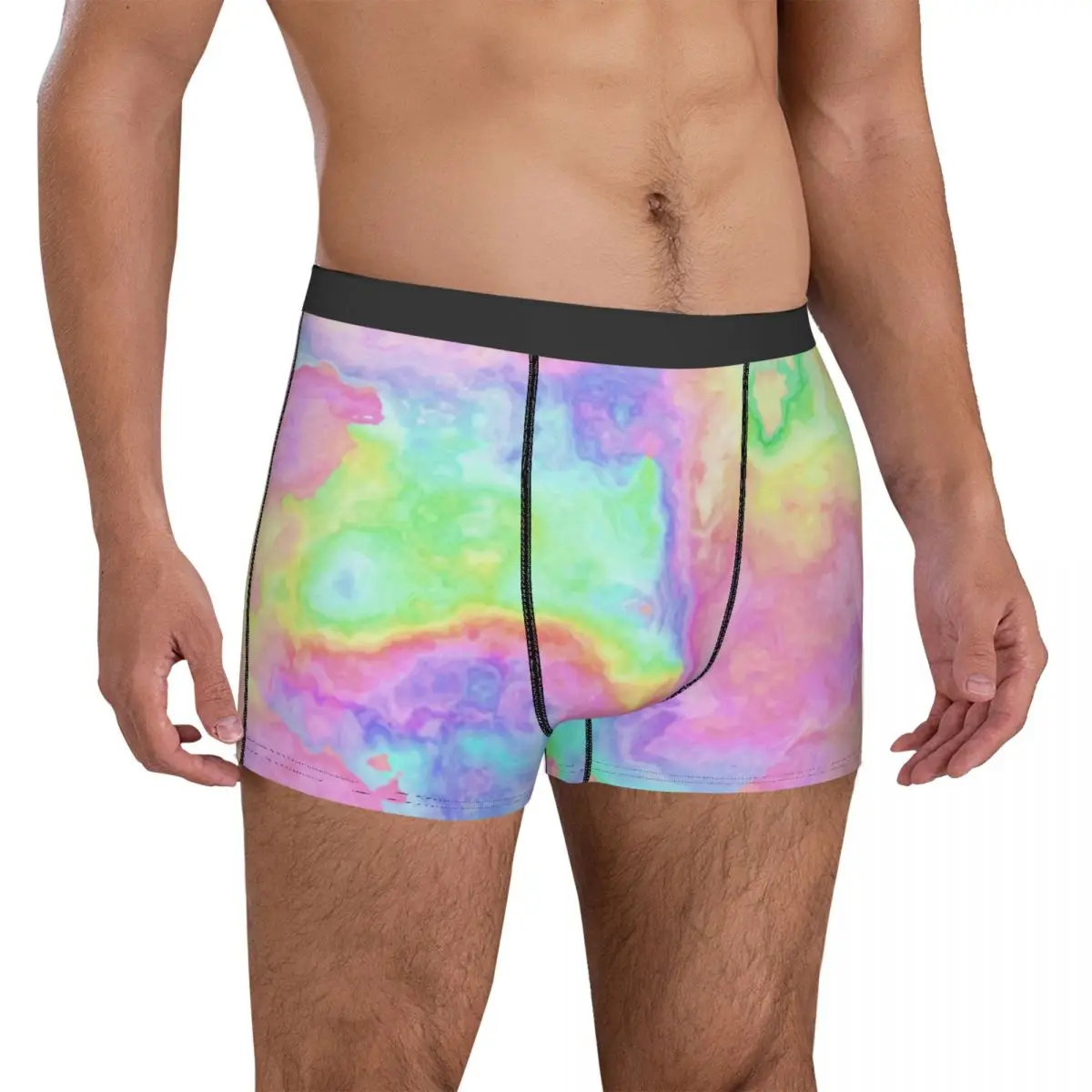 Rainbow Tie Dye Marble Underwear Stone Pastels Abstract Art 3D Pouch Trenky Boxershorts Shorts Briefs Breathable Men Underpants