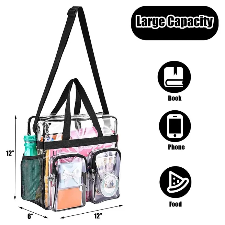 Pockets PVC transparent tote bags portable Waterproof Large Capacity Women\'s Shoulder Bag Lightweight Travel Wash Storage Bag