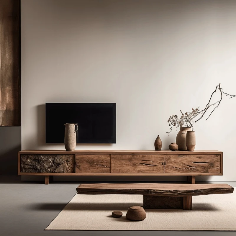 Wooden Living Room TV Stands Advanced Minimalist Designer Floor Bedroom TV Cabinet Modern Nordic Log Fernsehtisch Furniture