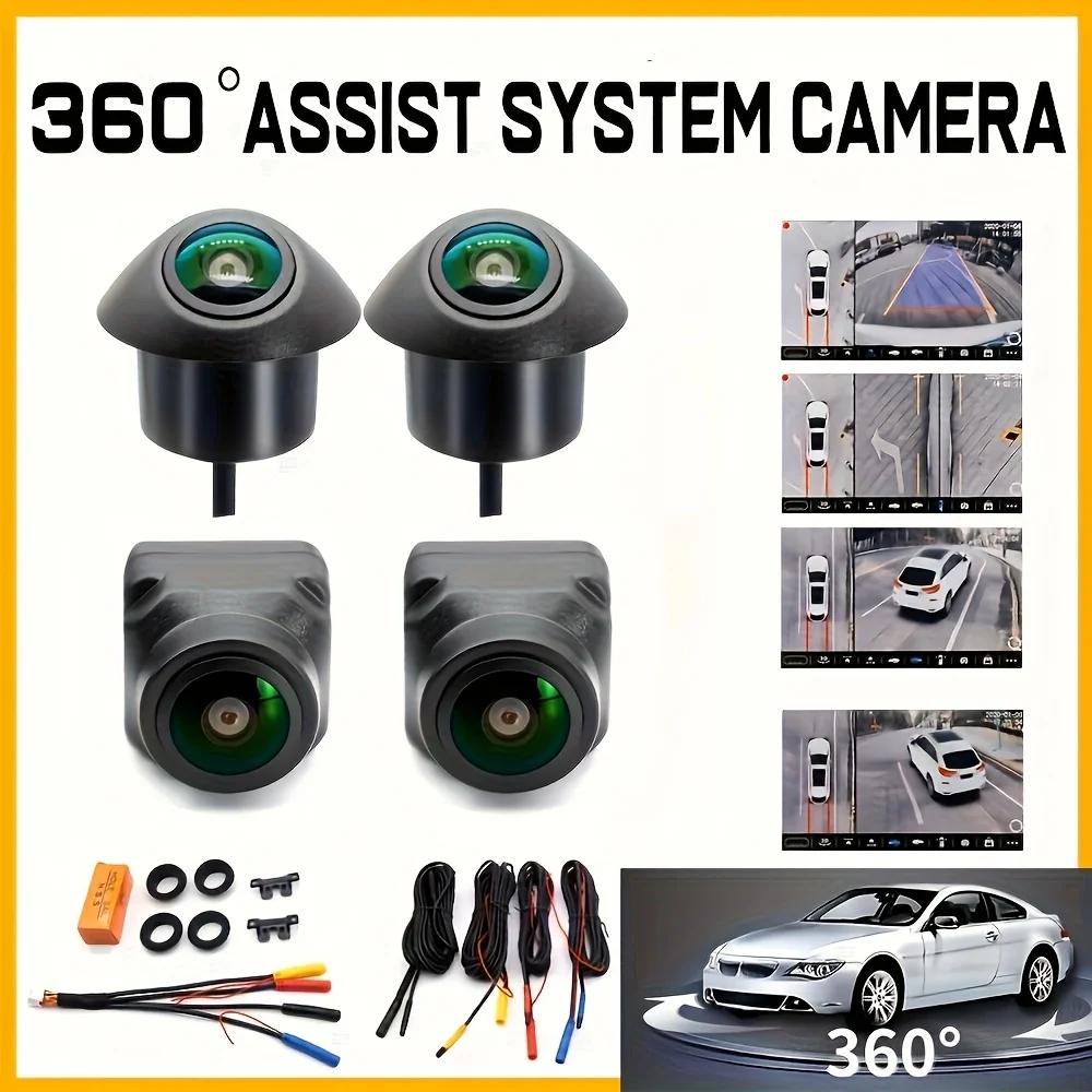 360 Degree Panoramic Car Rearview Camera- Night Vision Full Color AHD1080P Front+Rear+Left+Right Surround View for Android Radio