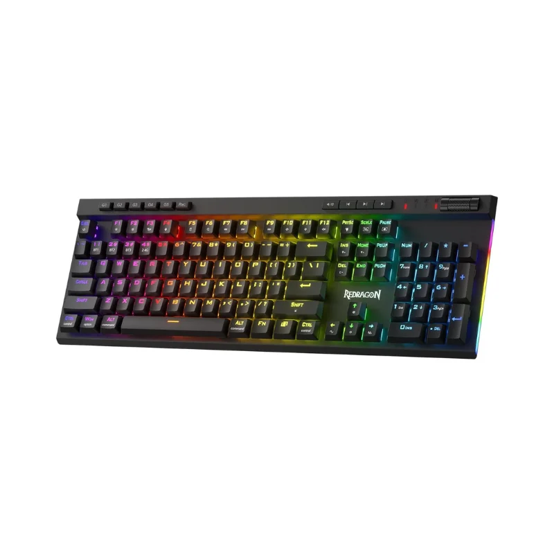 Redragon K580 PRO 무선 RGB 게임용 키보드, 3가지 모드 104키 기계식 키보드 핫스왑 소켓, 선형 빨간색 스위치