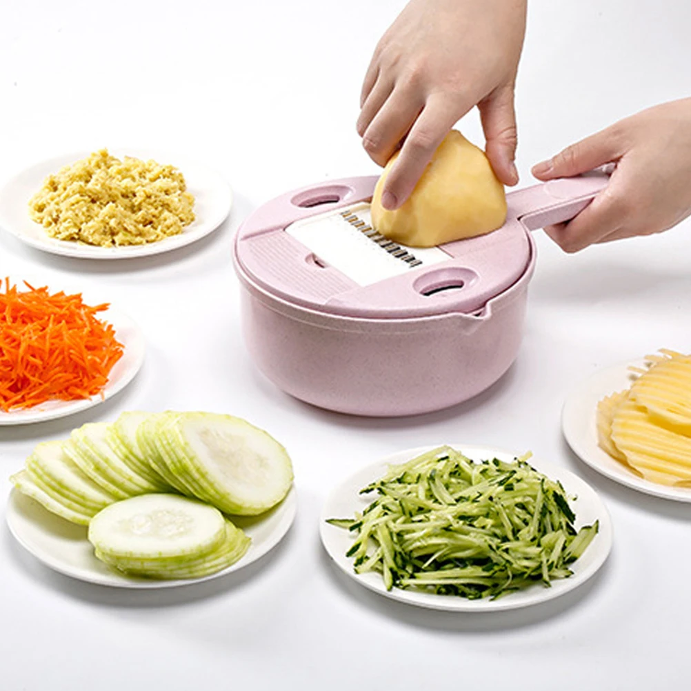 

Multifunction Vegetable Slicers Pink Wheat Straw Grater Chopper Cheese Food Kitchen Gadget Finger Guard Break Resistance