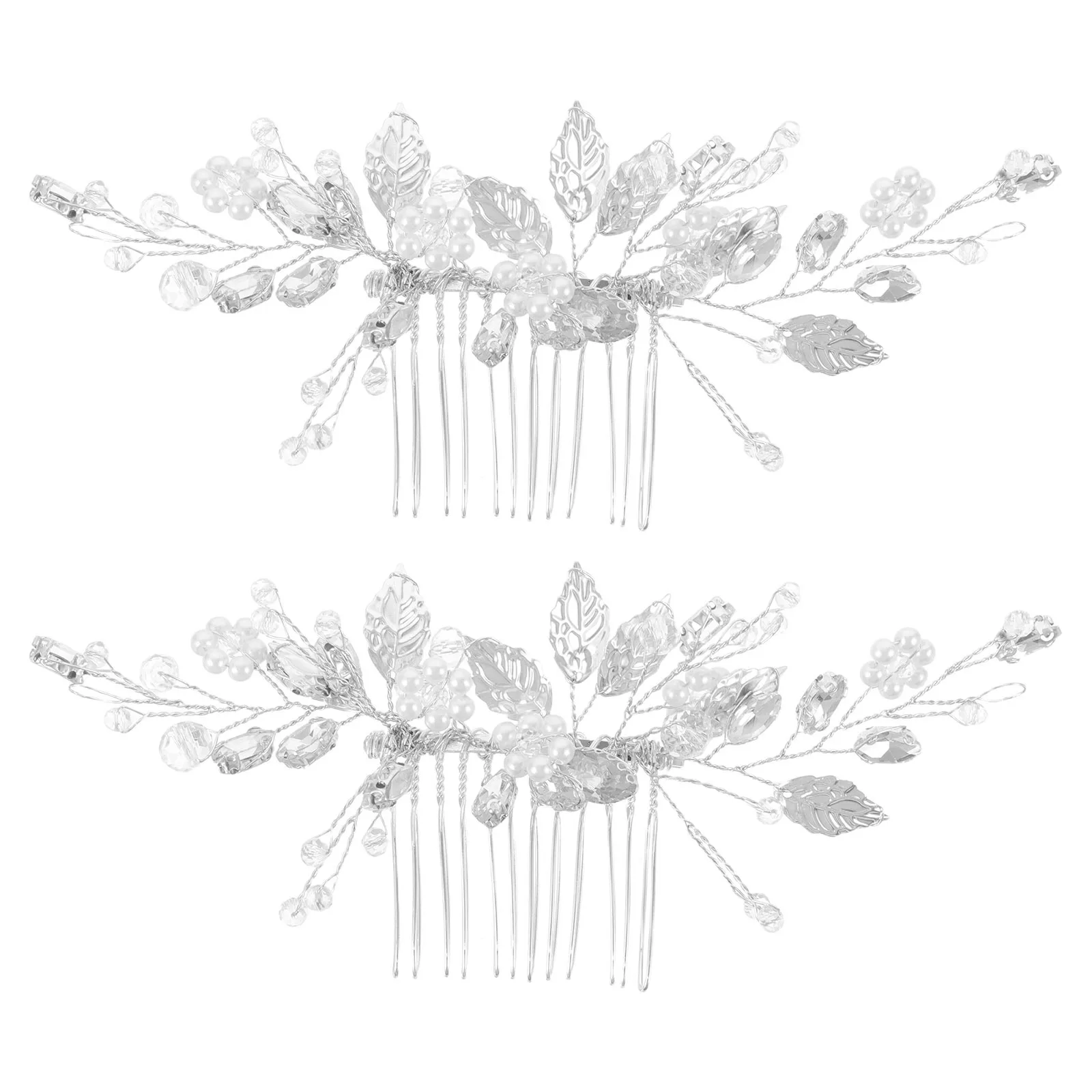 

2Pcs Wedding Hair Comb Bridal Faux Pearls Crystals Elegant Hairpiece for Updos Women Bride Hair Comb Clip