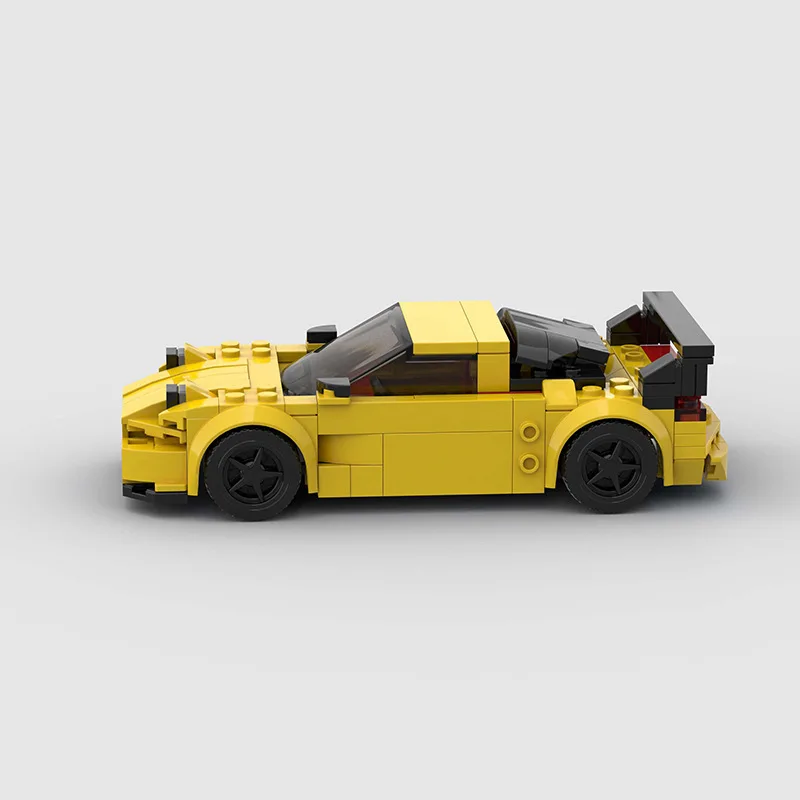 Juego de bloques de construcción de coches deportivos para niños, juguete técnico de RX-7 de velocidad, color amarillo, 214 piezas