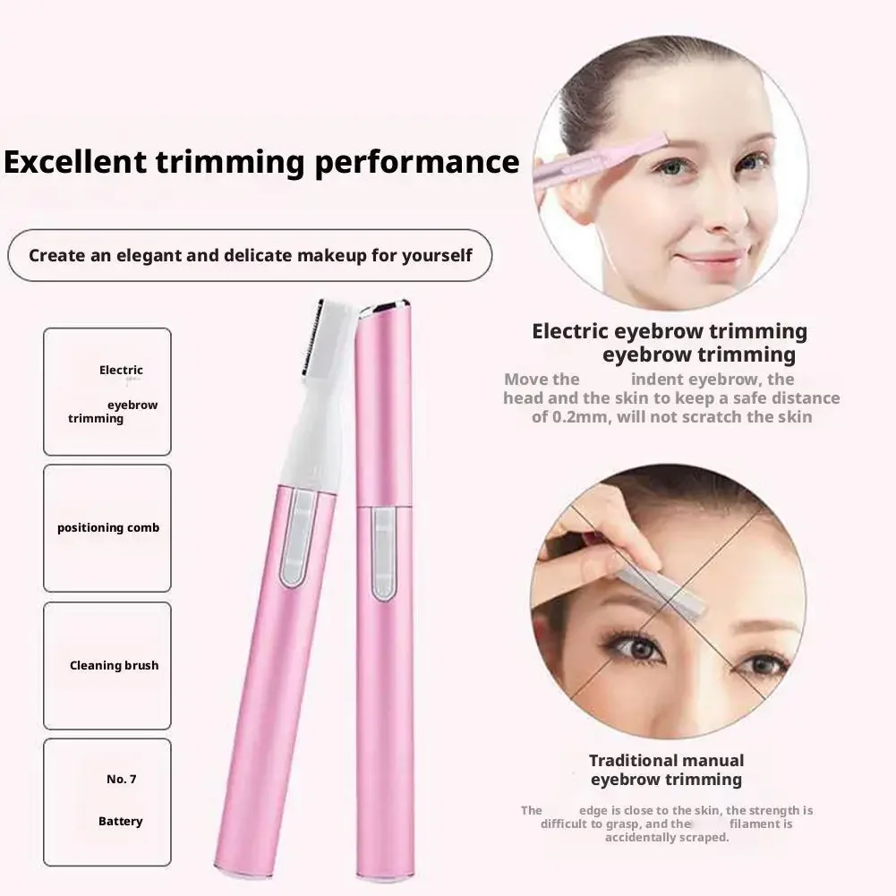 Recortador de vello facial todo en 1 con cuchillas enjuague para mujer, funciona con pilas para cejas, vello facial, nariz, oreja, aseo ligero