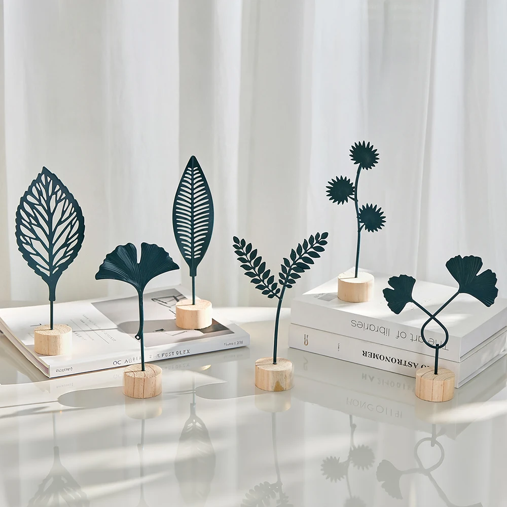 

Leaves Artificial Decoration Light Luxury Metal Craft Home Decor for Living Room Entryway Wine Cabinet Iron Ginkgo Leaf Ornament