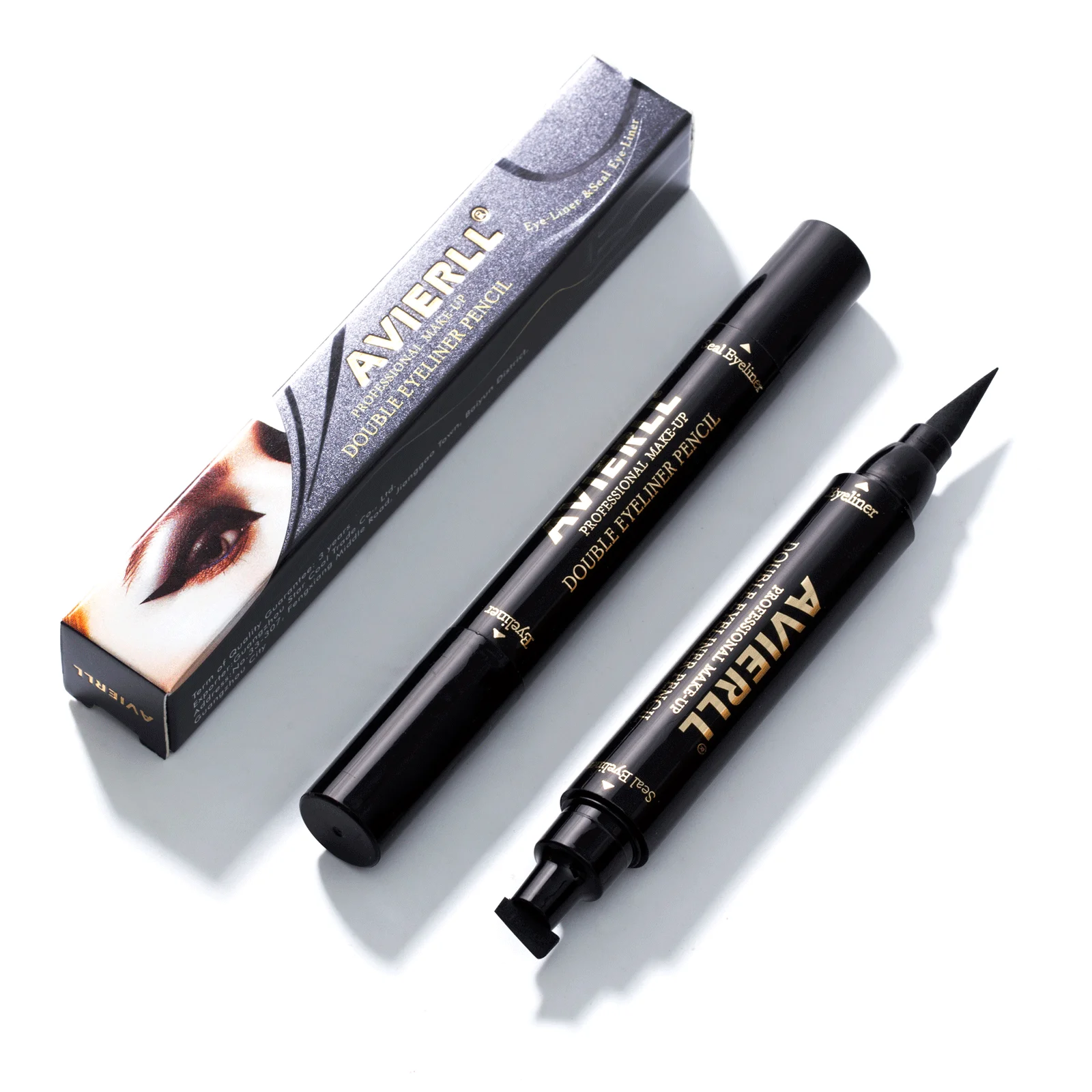 Waterproof 2-in-1 Winged Eyeliner Stamp - Long-Lasting, Quick Flick, Smudge-Proof, Natural Cat Eye & Vamp black Eyeliner pencil