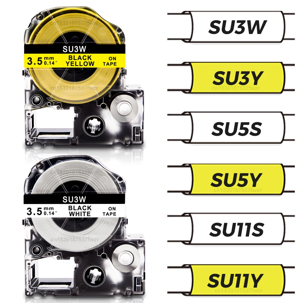 1PK kompatybilny Epson rurka termokurczliwa SU5S SU5Y SU3W SU3Y SU11S SU11Y 3.5/5/11mm etykieta dla Epson LW-300 LW-400 drukarka etykiet