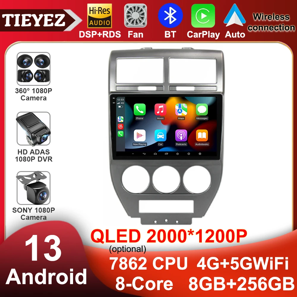 

Android 13 Auto For Dodge Caliber Jeep Compass 1 MK Patriot 2006 - 2010 Car Radio Multimedia Video Player QLED Navigation GPS 4G