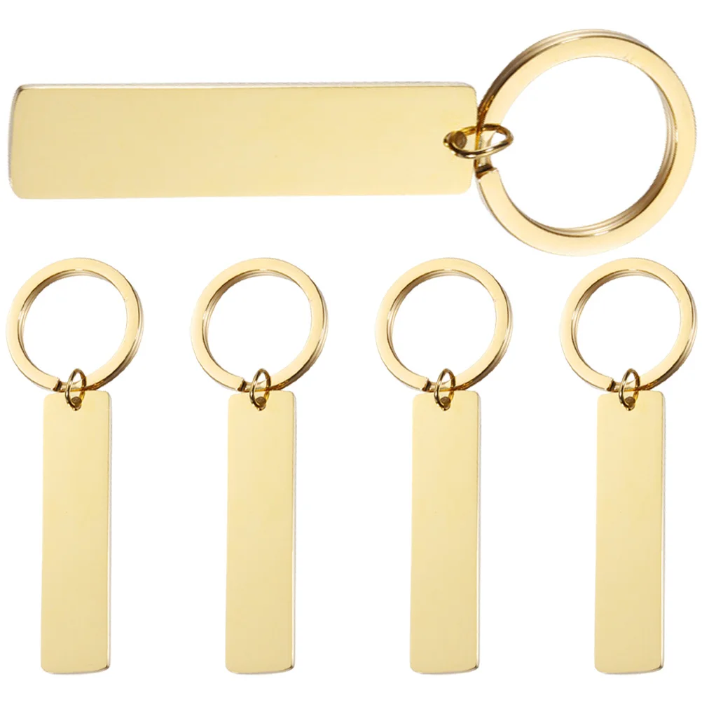 

5pcs Golden Stainless Steel Keychains Blank Diy Blank Keychains Keychain Blanks Diy Rectangle Tags Unfinished Keyrings