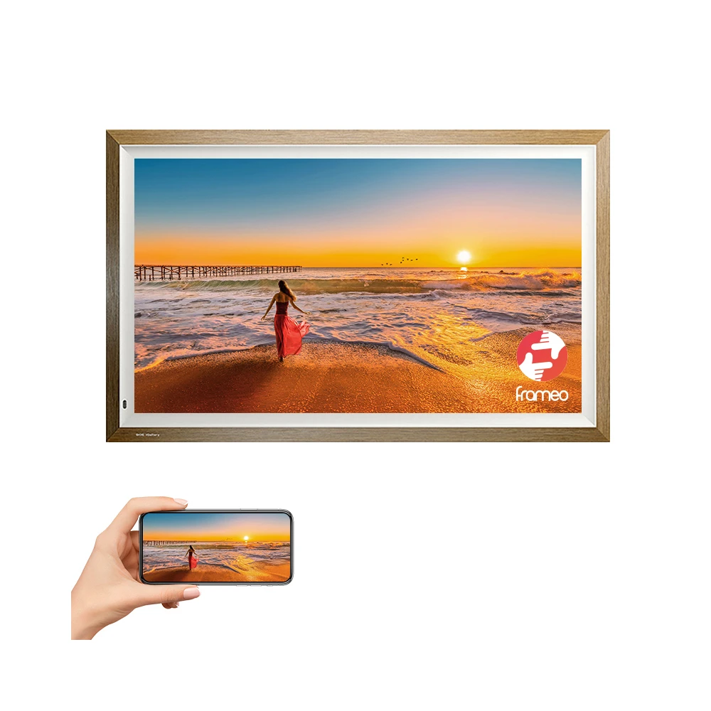 Wood Frame Wifi Large size Digital Picture Photo Frame 32 inch