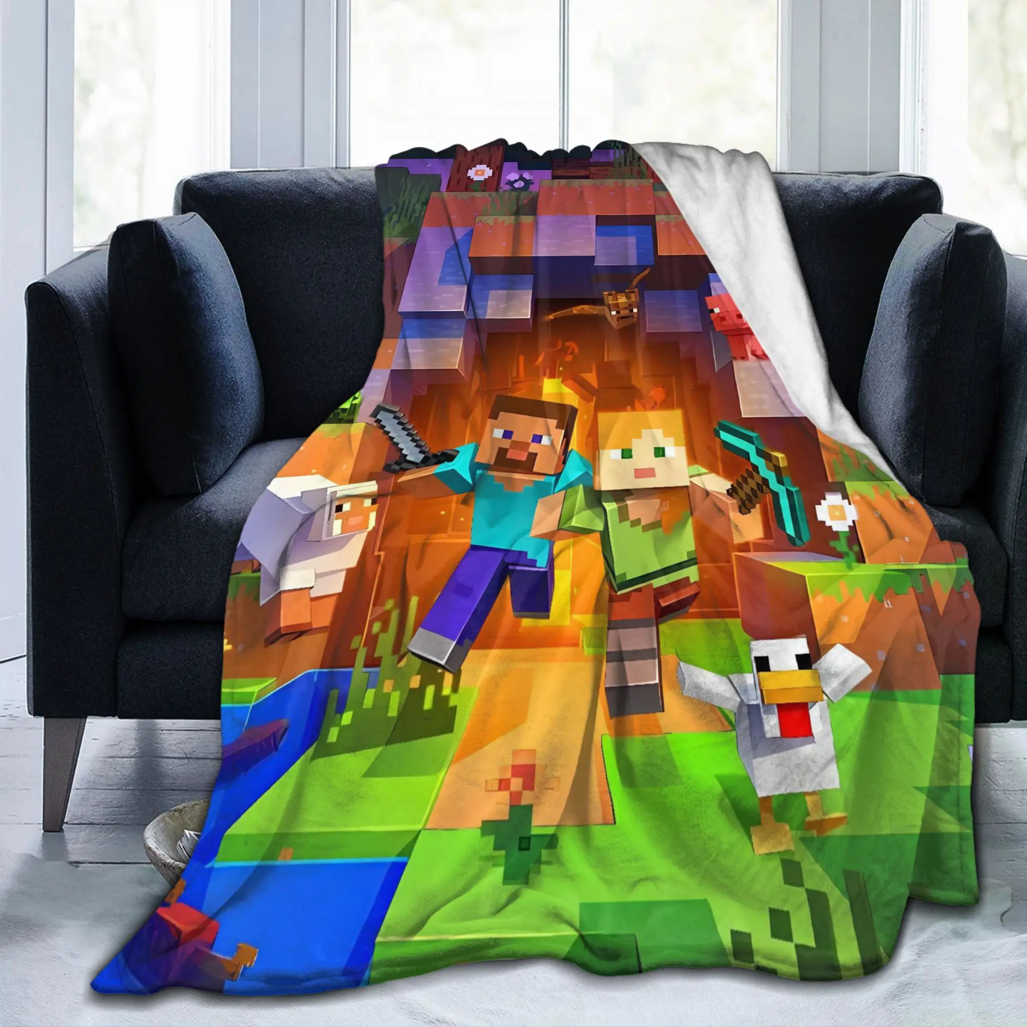 Game M-Minecrafts Blankets  Travel Office Flannel Throw Blanket For Couch Chair Sofa Bed Super Warm Quality Bedspread Gift
