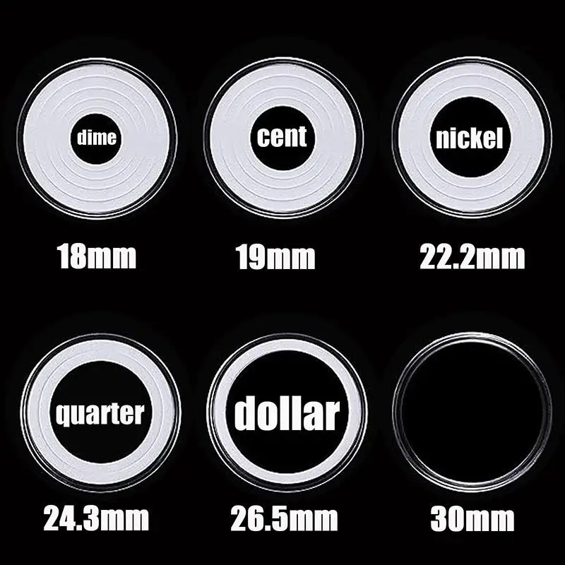 100pcs 30mm Transparent Coin Cases Coins Storage Capsules Protection Box Container Holder Coin Collecting Box Case Collect