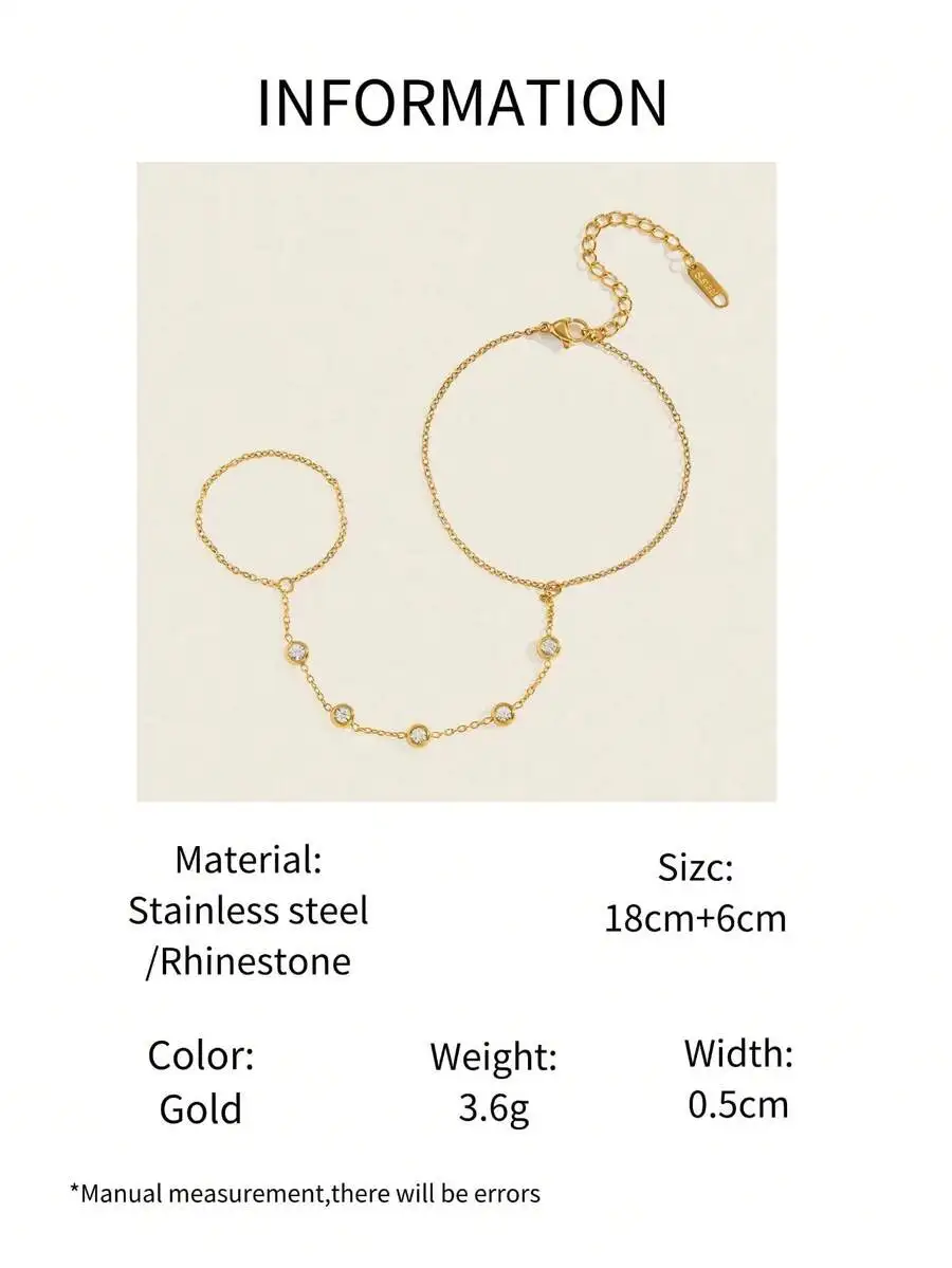 1 pulsera de cadena para dedo de acero inoxidable chapada en oro de 18 quilates, diseño elegante, acabado duradero, ajuste regulable